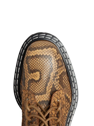 Shop Proenza Schouler Snakeskin-effect Lug-sole Combat Boots In Brown