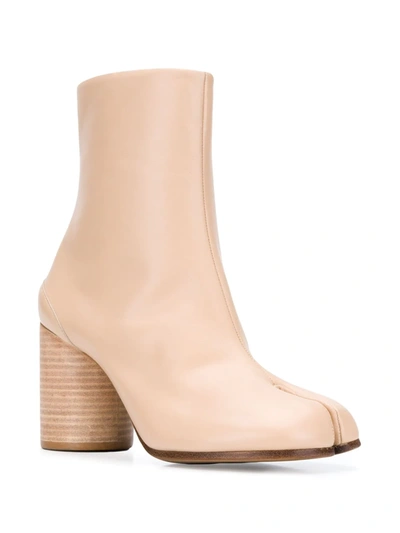 Shop Maison Margiela Tabi 80mm Leather Ankle Boots In Neutrals
