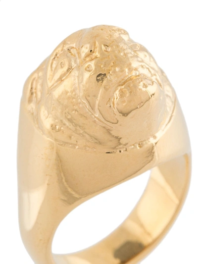 Shop Victoria Strigini Lions Head Signet Ring In Gold