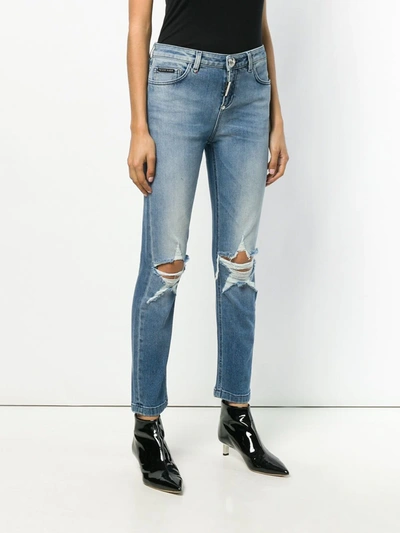 Philipp Plein Distressed Skinny Jeans In Blue
