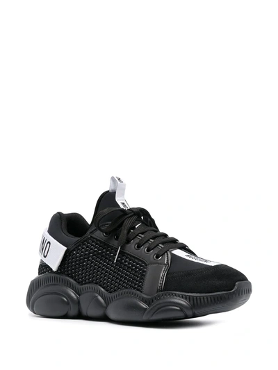 Shop Moschino Teddy Logo-tape Sneakers In Black
