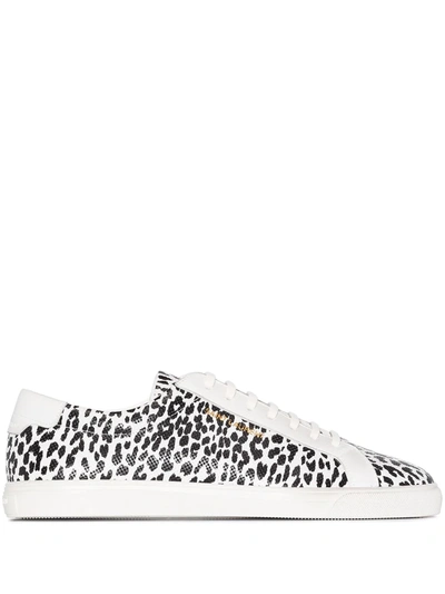 Shop Saint Laurent Andy Leopard-print Low-top Sneakers In White