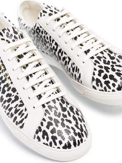 Shop Saint Laurent Andy Leopard-print Low-top Sneakers In White