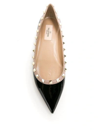 Valentino Rockstud Patent Leather Ballet Flats In Black