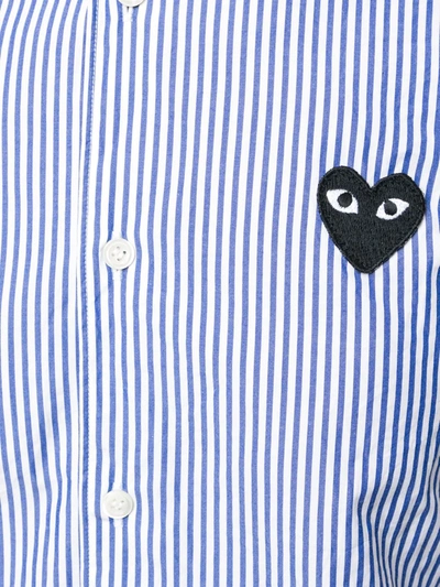 Shop Comme Des Garçons Play Striped-print Branded Shirt In Blue