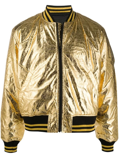 Shop Ktz Metallic Bomber Jacket In Gold