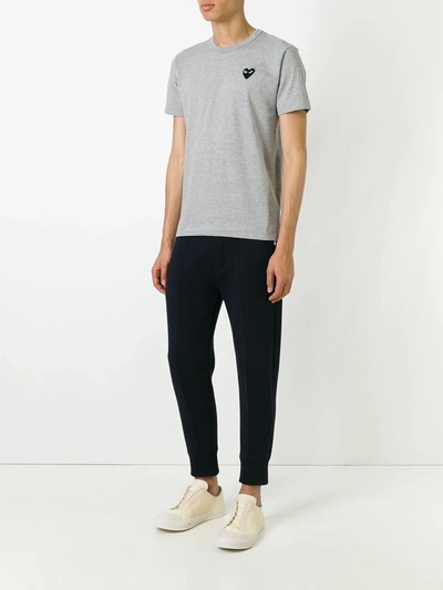 Comme Des Garçons Play Grey Heart Patch T-shirt In Grey