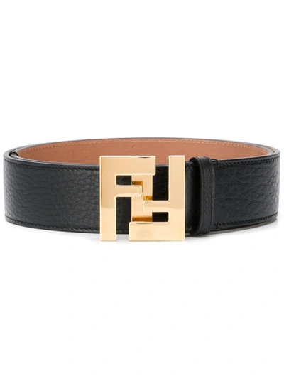 Shop Fendi Logo Buckle Belt In Black