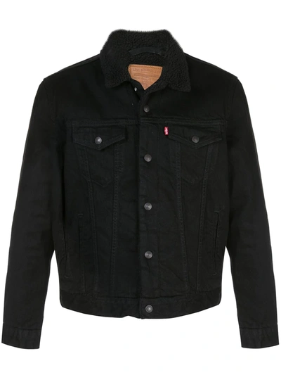 Levi's Sherpa Lined Regular Fit Denim Jacket In Berk In Black