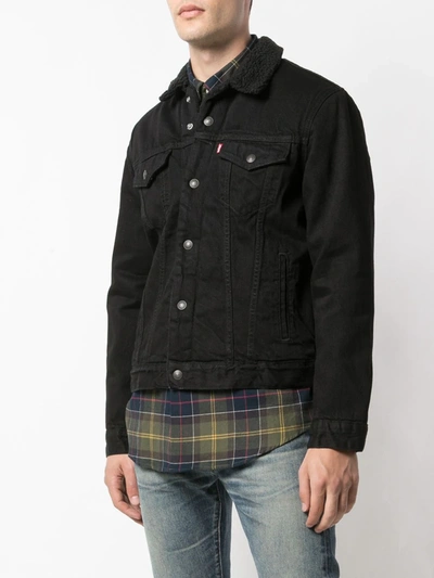 Levi's Sherpa Lined Regular Fit Denim Jacket In Berk In Black