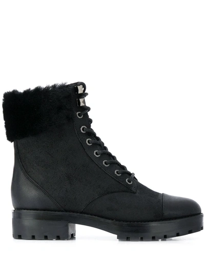 Shop Michael Michael Kors Faux-fur Trim Boots In Black