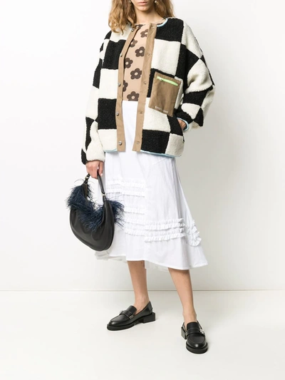 Shop Sandy Liang Oversized Check Cardigan In Black