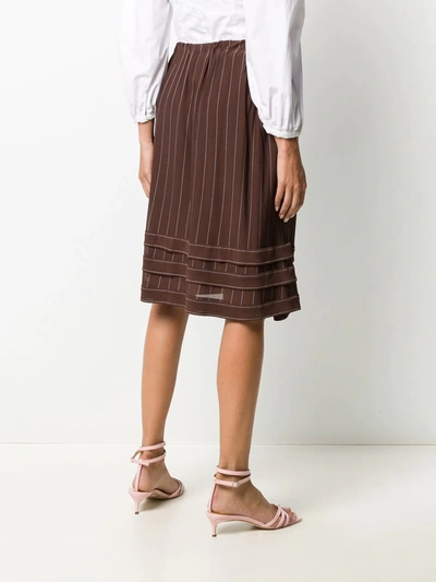 Pre-owned Chanel 2002 Pinstriped Midi Skirt In Brown