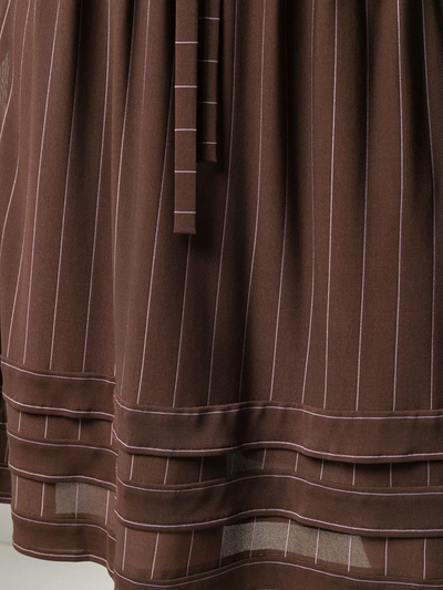 Pre-owned Chanel 2002 Pinstriped Midi Skirt In Brown