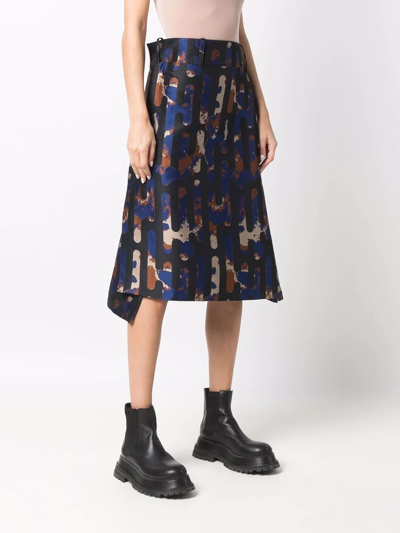 Shop Y-3 Abstract-print A-line Skirt In Schwarz