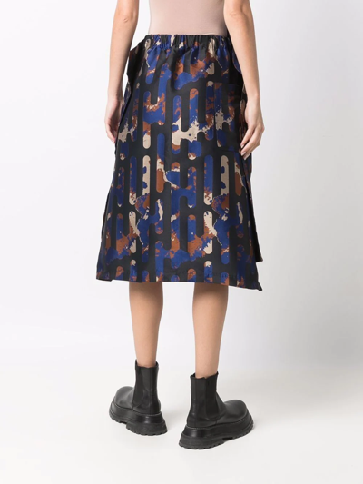 Shop Y-3 Abstract-print A-line Skirt In Schwarz