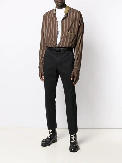 Pre-owned Versace 1980's Striped Shirt In Brown