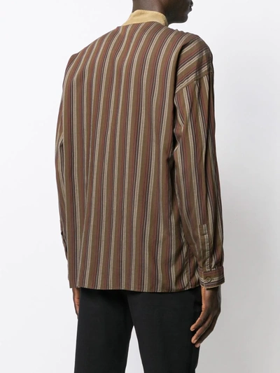 Pre-owned Versace 1980's Striped Shirt In Brown