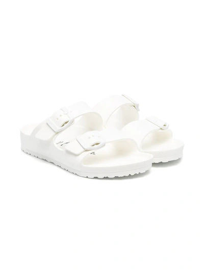 Shop Birkenstock Side-buckle Flat Sandals In White