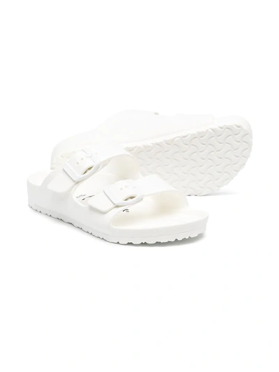 Shop Birkenstock Side-buckle Flat Sandals In White
