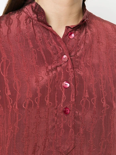 Pre-owned Gucci 1980s Mandarin Collar Embroidered Shirt In Pink
