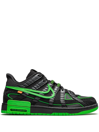 Shop Nike X Off-white Air Rubber Dunk "green Strike" Sneakers In Black