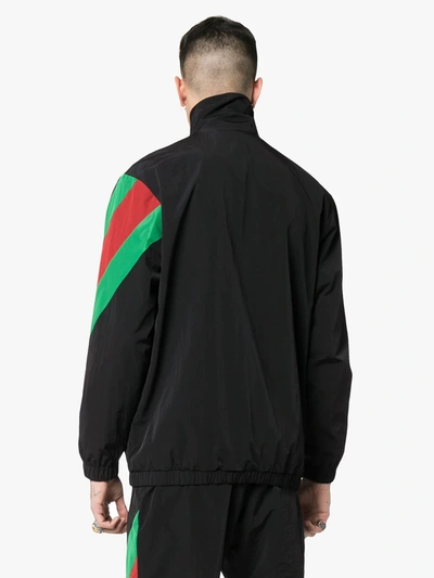Shop Gucci Embroidered Contrast Stripe Logo Track Jacket In Black