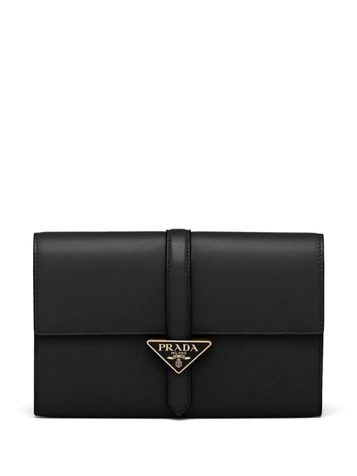 Shop Prada Logo-plaque Pouch Wallet In Black
