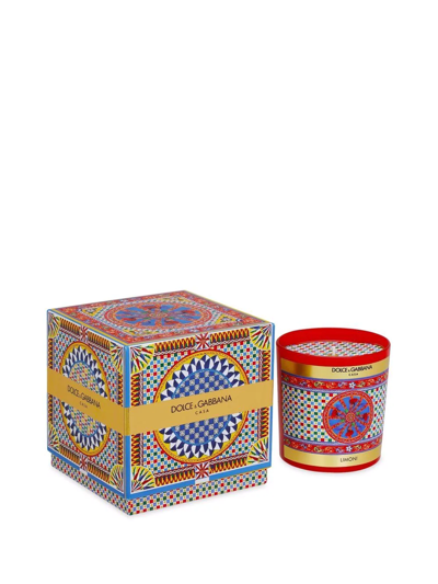 Shop Dolce & Gabbana Carretto-print Scented Candle (250g) In Red