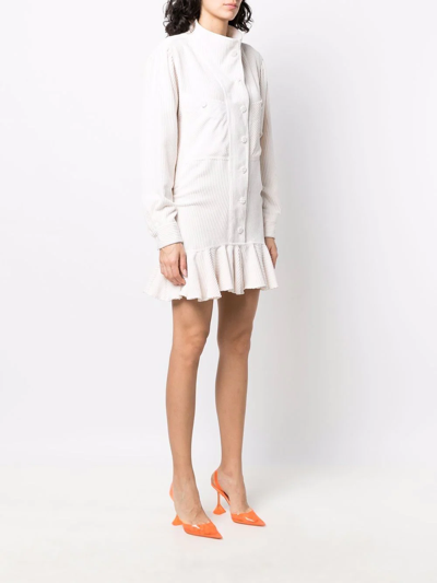 Shop Gina High-neck Pleated Dress In Neutrals