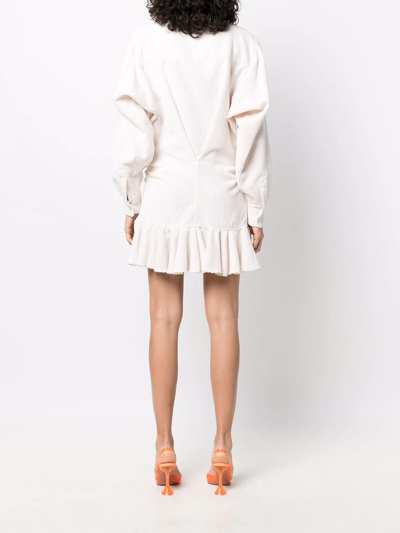 Shop Gina High-neck Pleated Dress In Neutrals