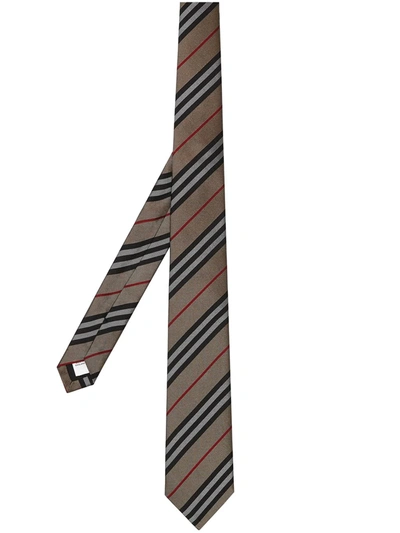 Shop Burberry Classic Cut Icon Stripe Silk Tie In Yellow