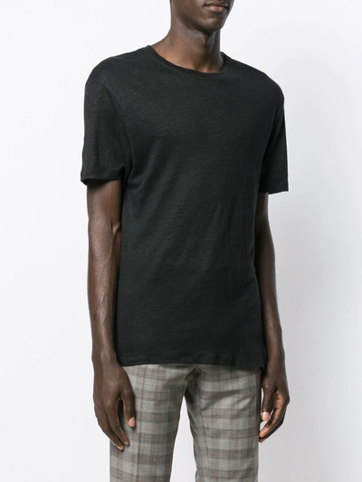 Shop Sandro Round-neck Linen T-shirt In Black