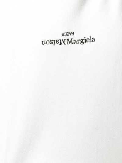 Shop Maison Margiela Flipped-logo Print Hoodie In White