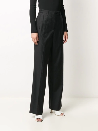 Pre-owned Gianfranco Ferre 2000s Pinstriped Straight-leg Trousers In Black