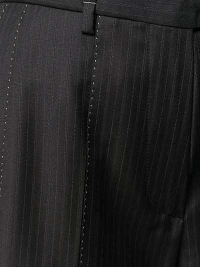 Pre-owned Gianfranco Ferre 2000s Pinstriped Straight-leg Trousers In Black