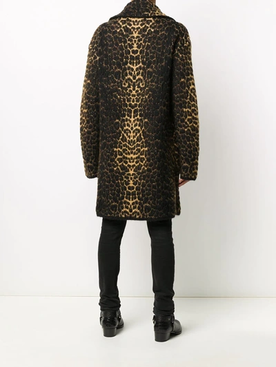 Shop Saint Laurent Leopard-print Single-breasted Coat In Brown