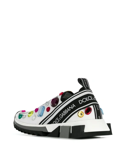 Shop Dolce & Gabbana Embellished Slip-on Sneakers In White