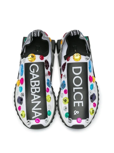 Shop Dolce & Gabbana Embellished Slip-on Sneakers In White