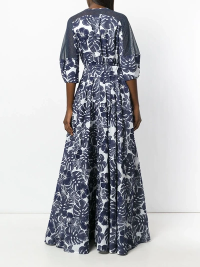 Shop Talbot Runhof Floral Coupé Gown In Blue