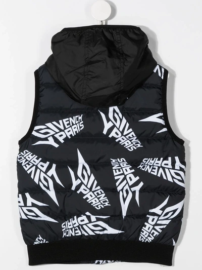 Shop Givenchy Graphic-print Hooded Gilet In Black