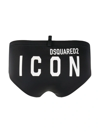 Shop Dsquared2 Icon Print Swimming Trunks In Black