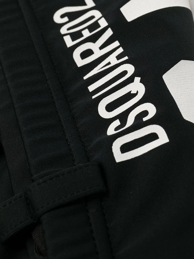 Dsquared2 Black Swimming Trunks With Rear Maple Leaf Print In Black