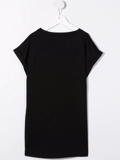 Shop Balmain Logo-embellished T-shirt Dress In Black