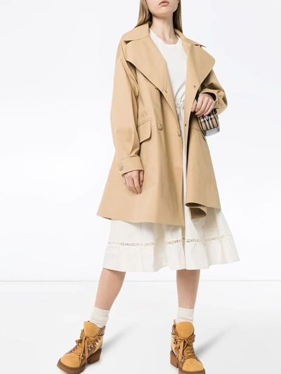 Shop Moncler Belted Trench Coat In Brown