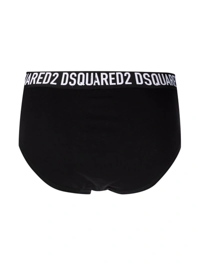 Shop Dsquared2 Logo-waist Briefs In 黑色