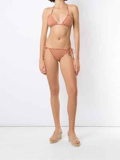Amir Slama Ruffled Triangle Bikini Set In Neutrals