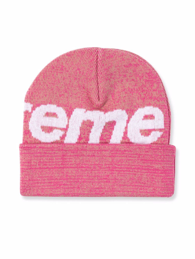 Shop Supreme Big Logo Knitted Beanie In Pink