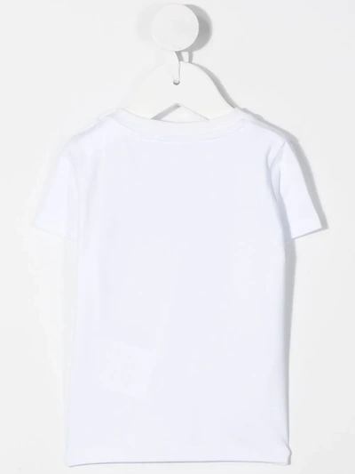 Shop Moncler Tri-colour Strip Logo T-shirt In White