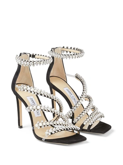 Jimmy Choo Josefine Crystal Strappy Cocktail Stiletto Sandals, Black In Black